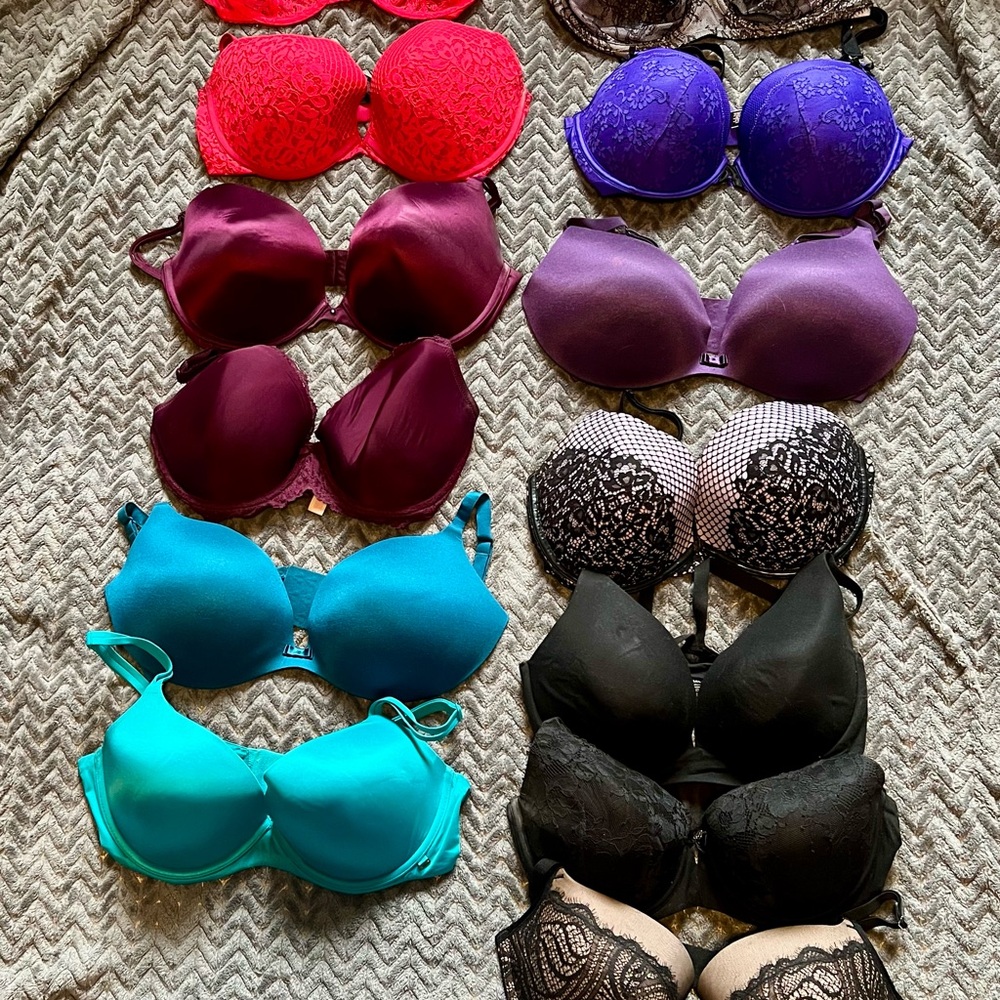 Victoria's Secret Vibrant Bra Collection - Red, Purple, Blue, Black